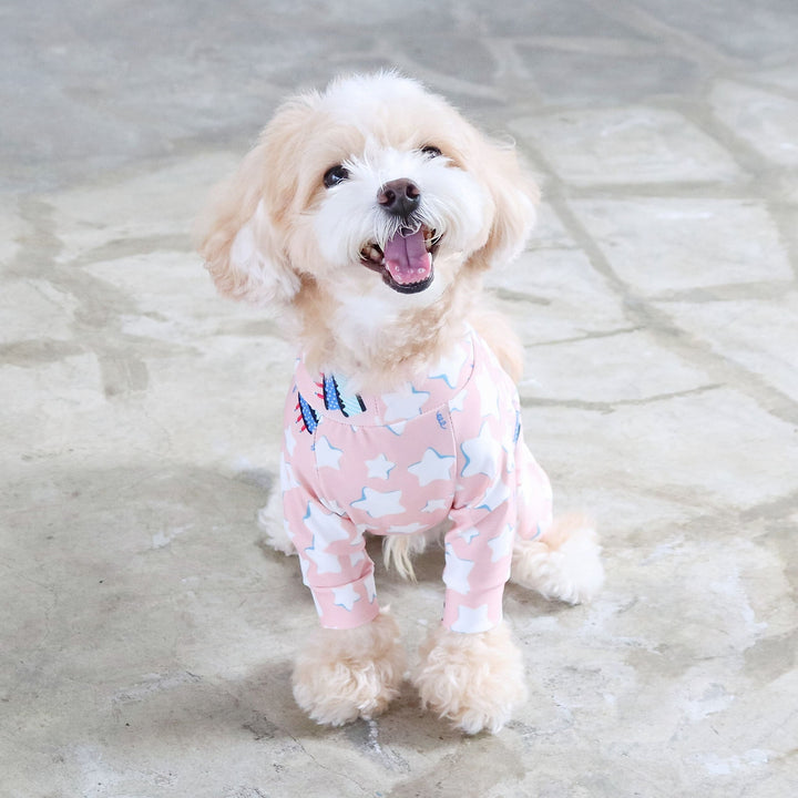 犬刺繍ピンクロングルームウェア Buzz Factory バズファクトリー カラフルロンパース バースデー 日本製